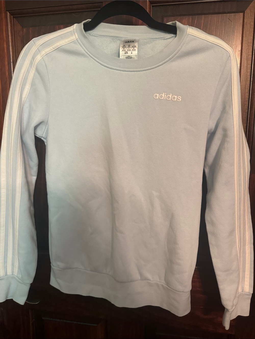 adidas Light Blue Crewneck Sweatshirt with White Stripes